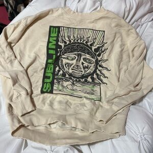 American Eagle Outfitters Cream Graphic Crewneck Sweater